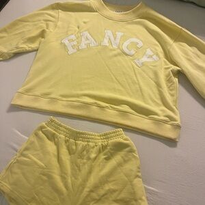 Women's Yellow Sweatshirt and Shorts Set